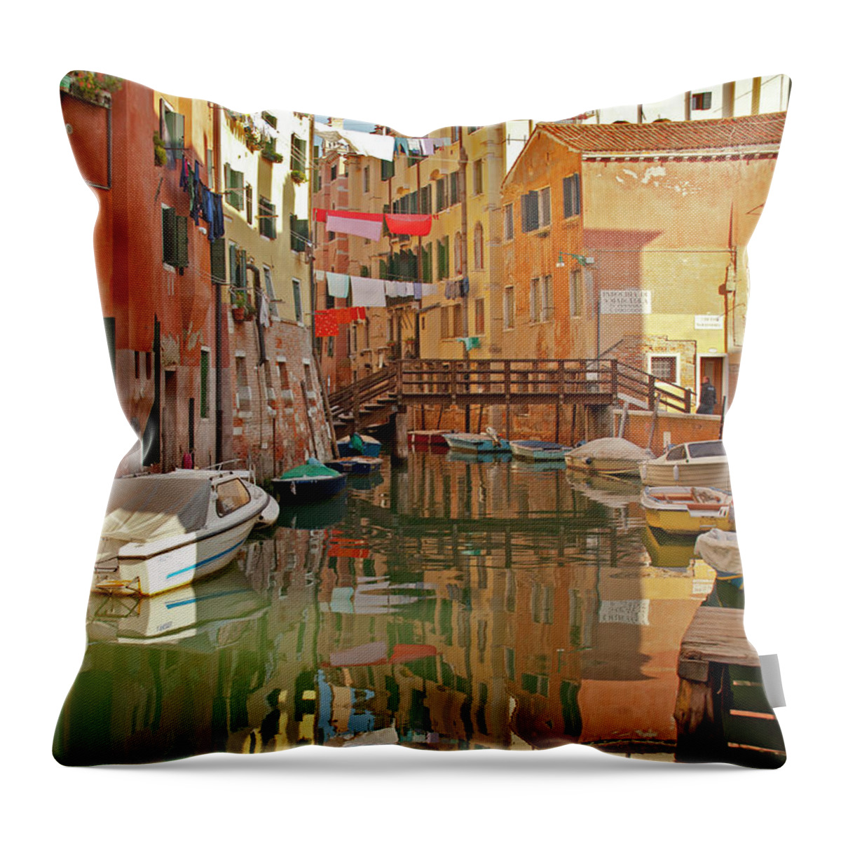 Venice Throw Pillow featuring the photograph Cleanliness and Godliness - Venice, Italy by Denise Strahm
