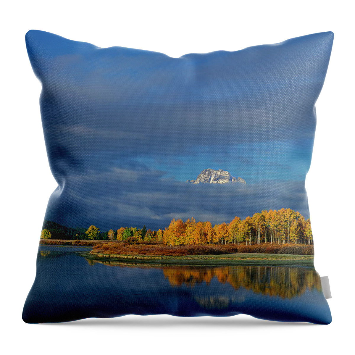 Dave Welling Throw Pillow featuring the photograph Clearing Storm Oxbow Bend Grand Tetons Np by Dave Welling