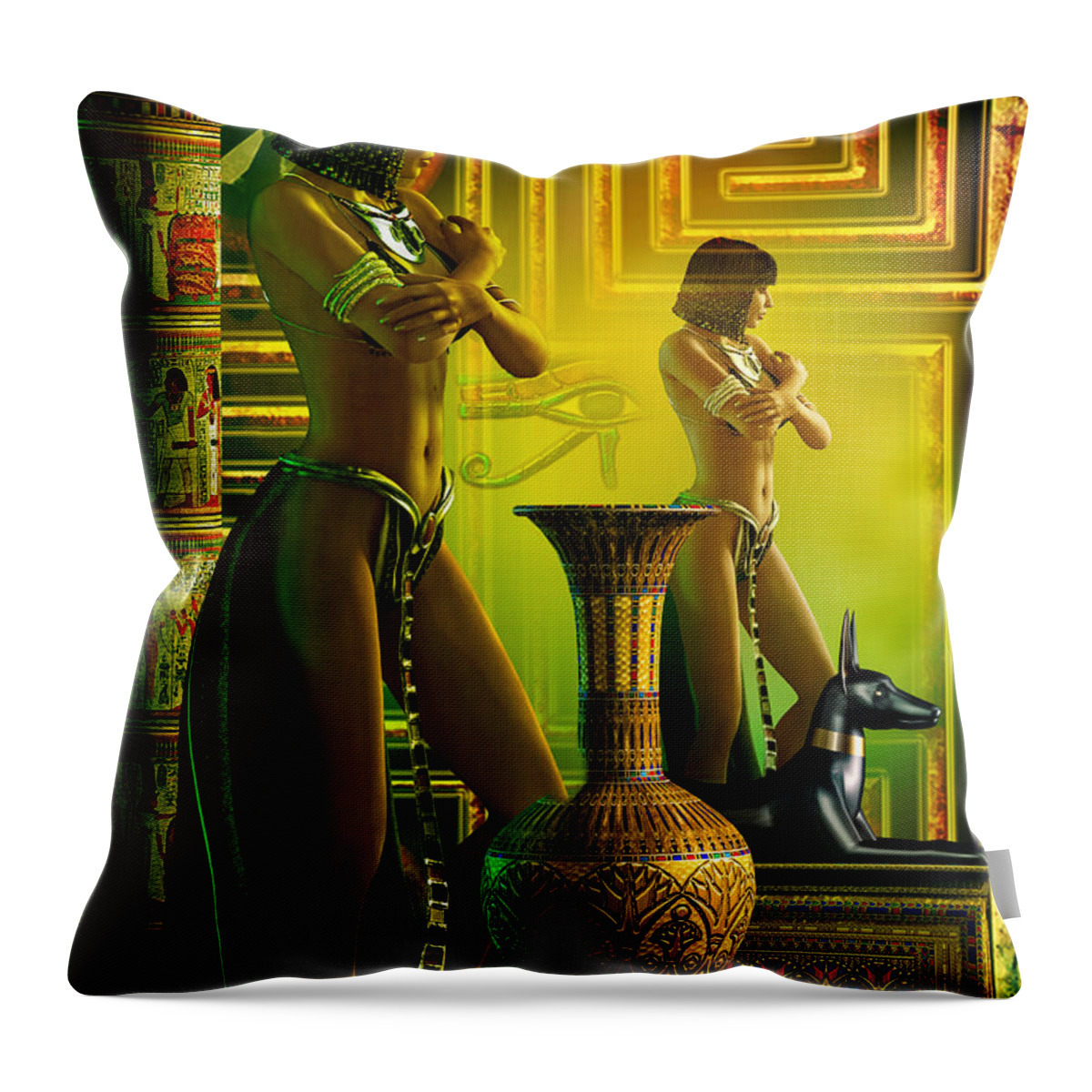 Cleopatra Throw Pillow featuring the digital art Cleo Reflections by Shadowlea Is