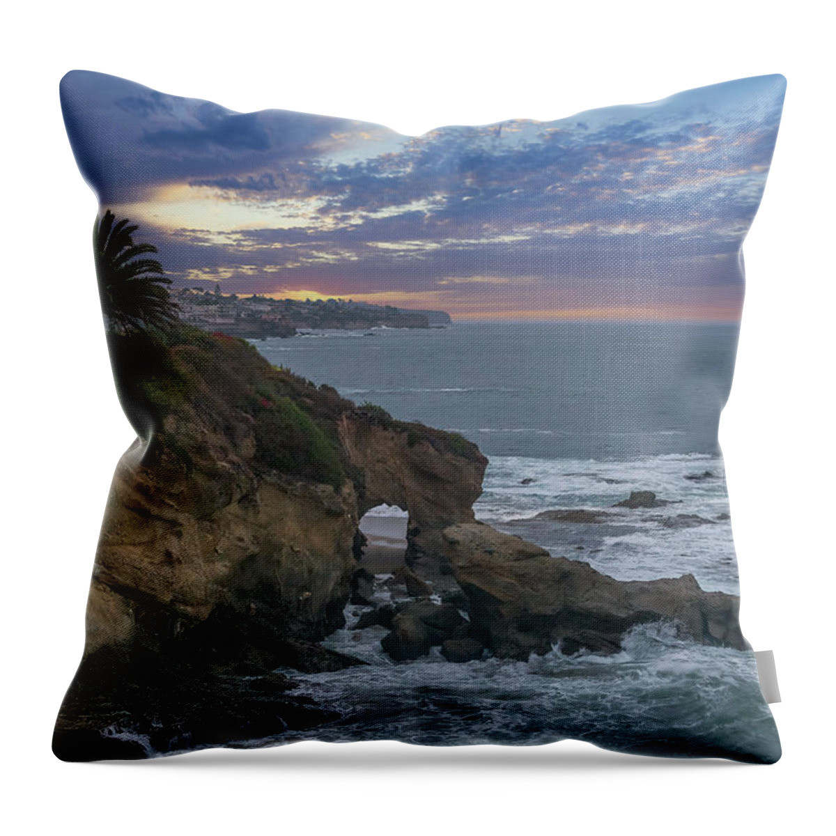 Ocean Cliff Throw Pillow featuring the photograph Cliff Side Arch by Aaron Burrows