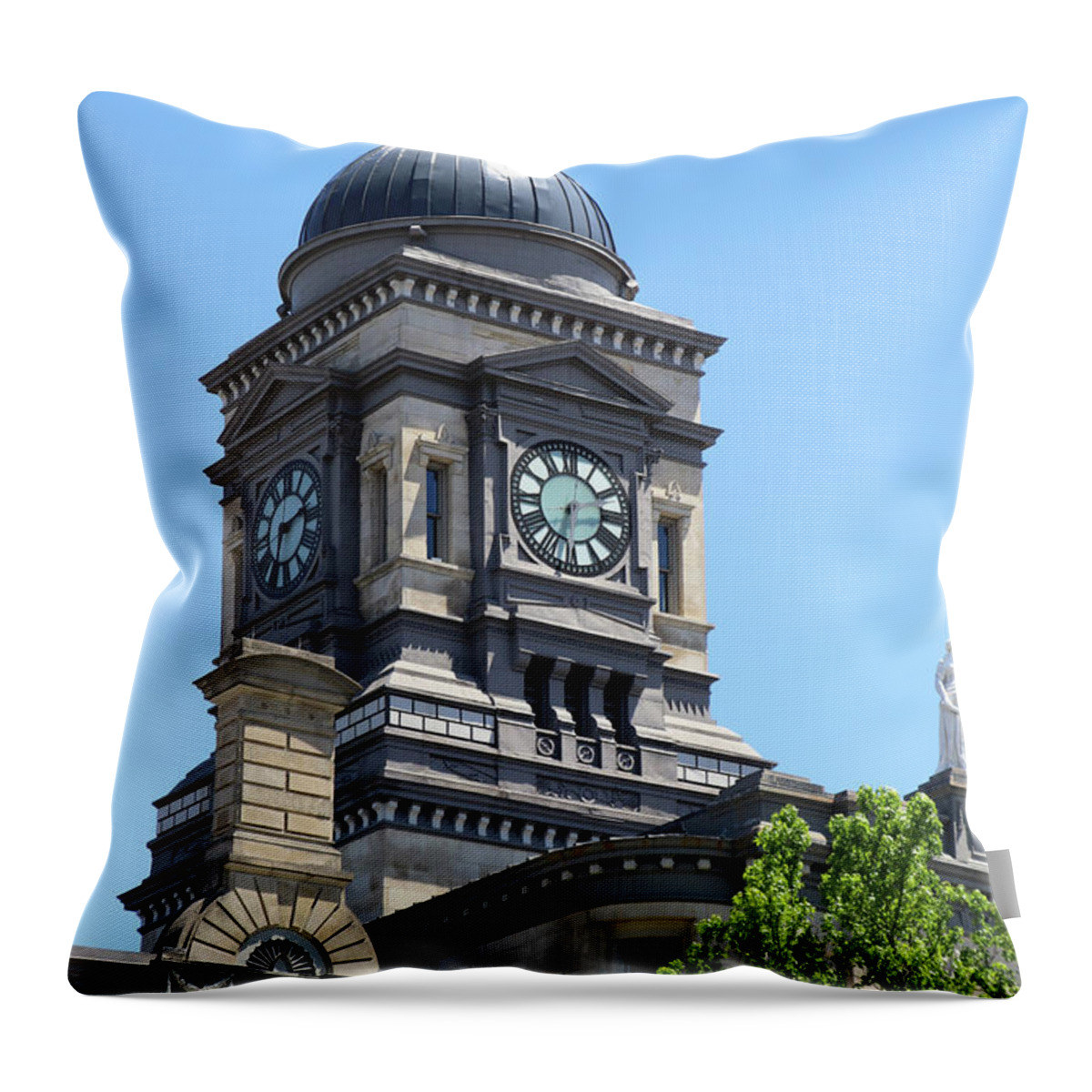 Clinton Throw Pillow featuring the photograph Clinton County Courthouse in Frankfort Indiana 7465 by Jack Schultz