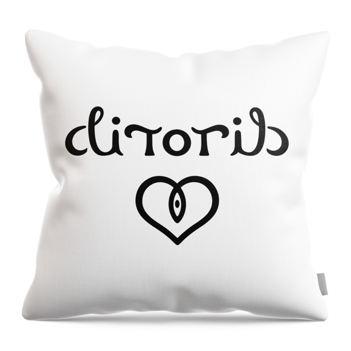 Ambigram Throw Pillow featuring the drawing Clitoris Ambigram Tattoo Heart by Mounir Khalfouf