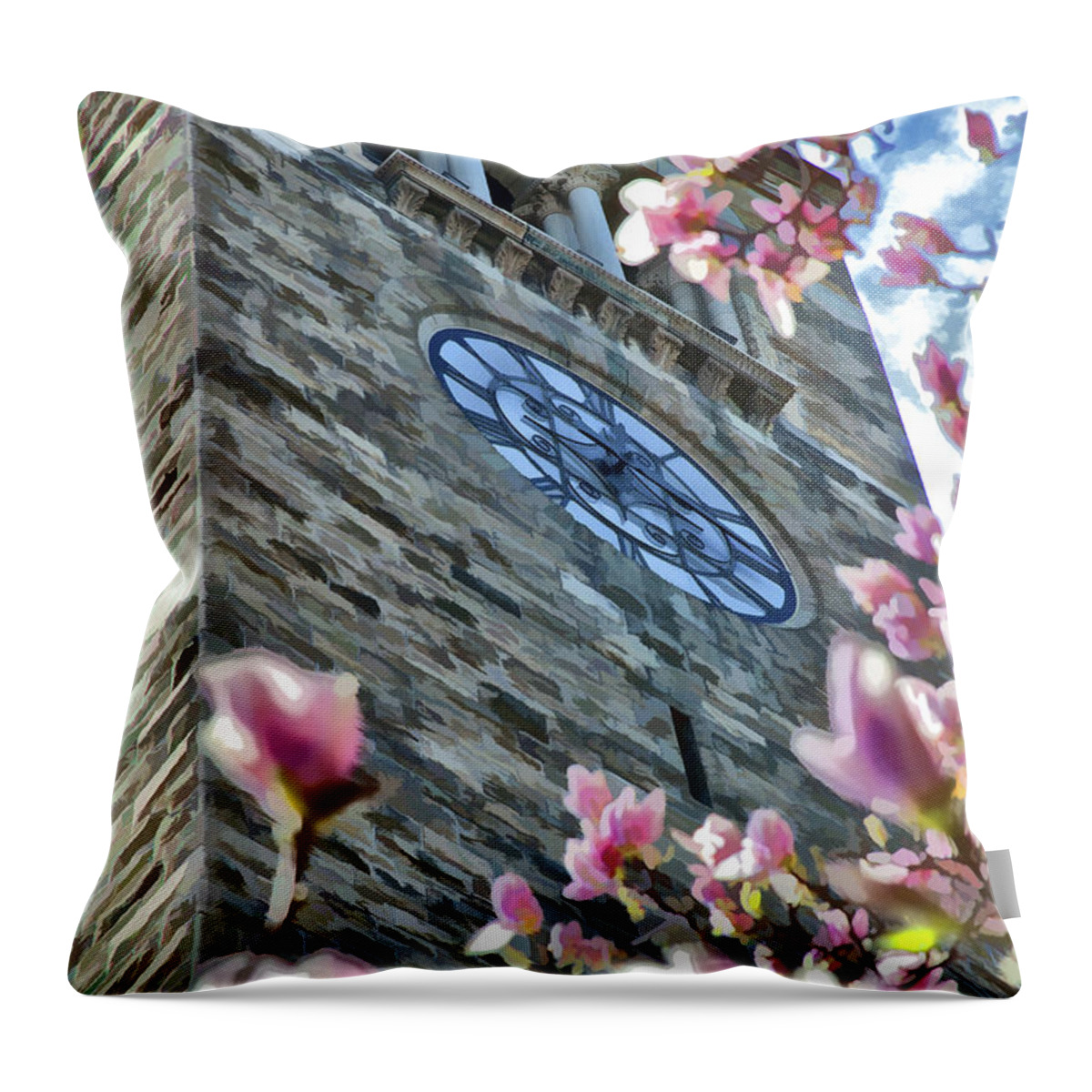 Cornell Throw Pillow featuring the photograph Clock Surrounded 2 by Monroe Payne