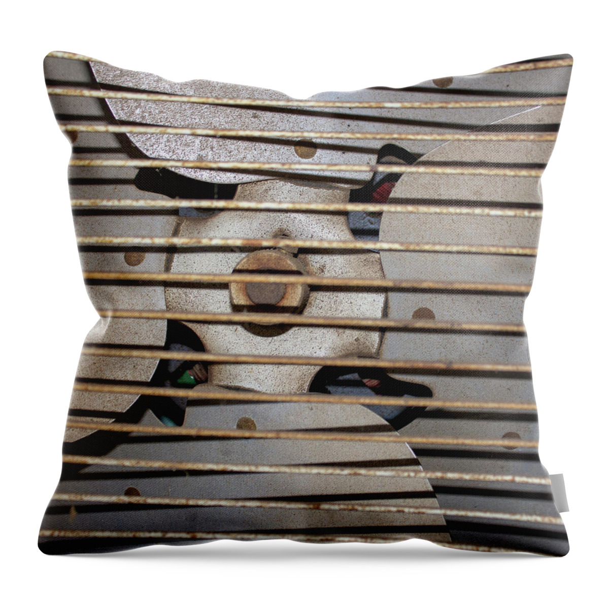Fan Throw Pillow featuring the photograph Close up of Old Fan Off Center by Ali Baucom