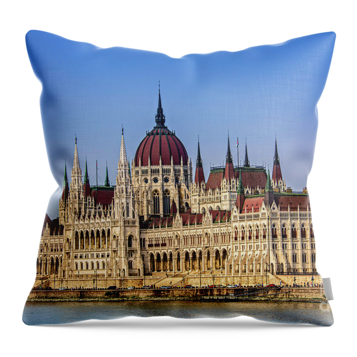 Budapest Throw Pillow featuring the photograph Close up shot of the Hungarian Parliament building by Mendelex Photography