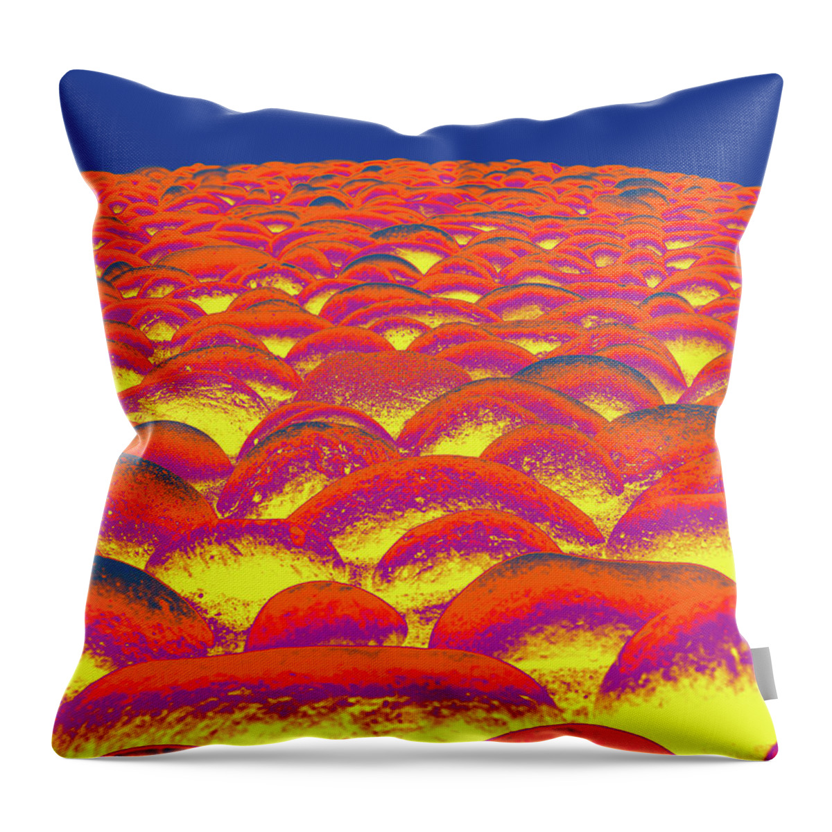 Abstract Throw Pillow featuring the digital art Close Up To A Rock Wall, Yellow, Red, Orange, And Purple by David Desautel