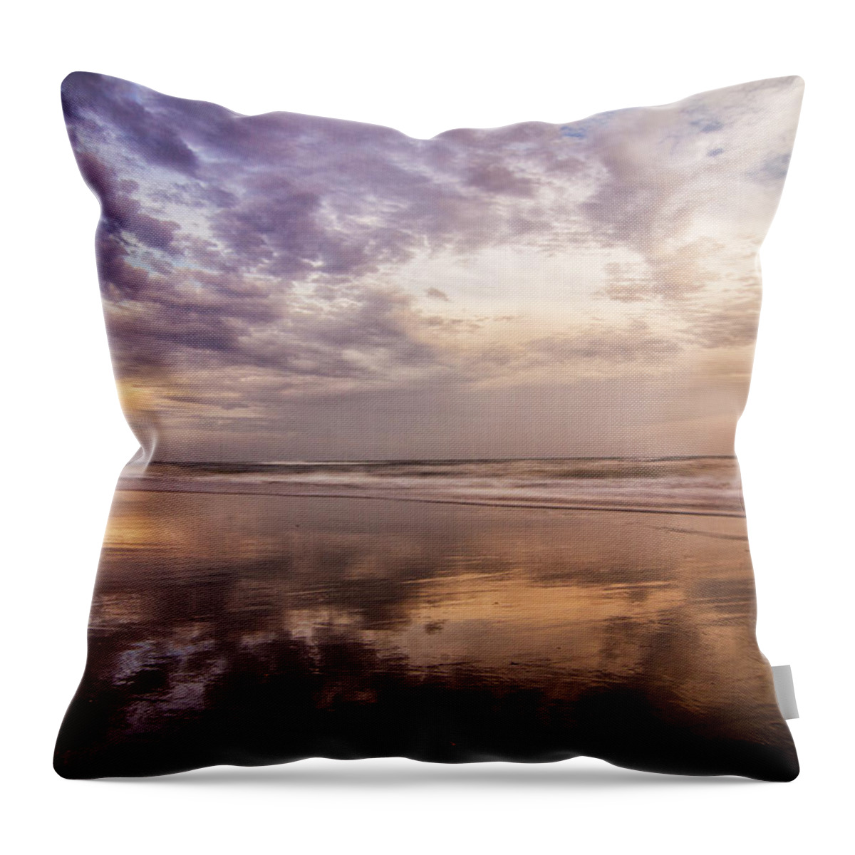 Beach Throw Pillow featuring the photograph Cloud Reflections on Atlantic Beach by Bob Decker