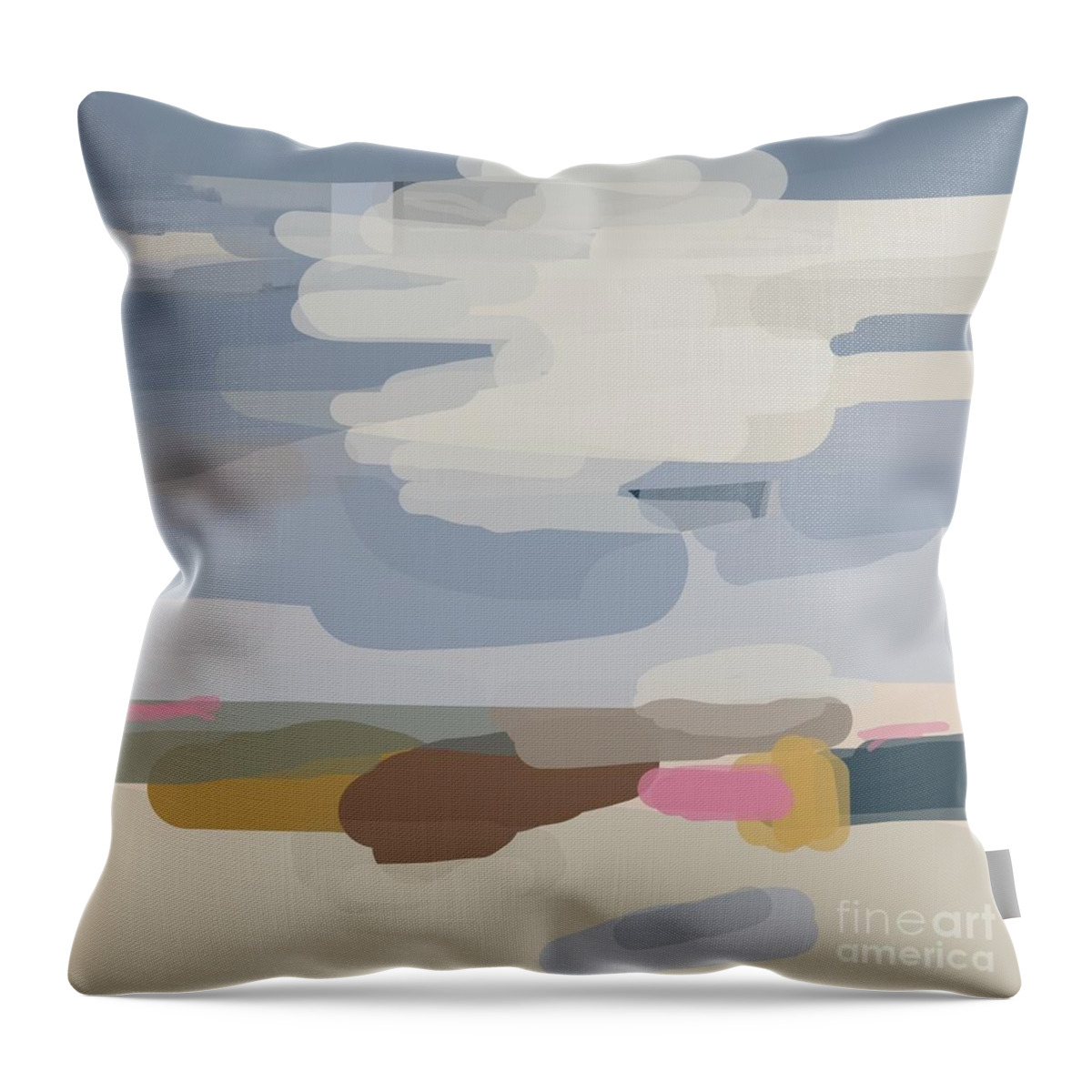 Abstract Landscape Throw Pillow featuring the painting Cloud Study - abstract landscape by Vesna Antic