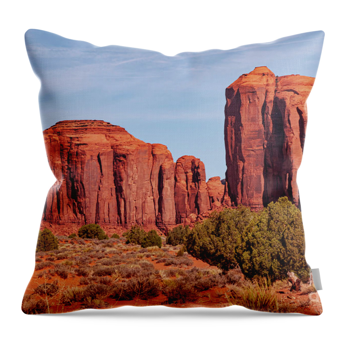 Monument Valley Throw Pillow featuring the photograph Cly and Elephant Buttes by Bob Phillips