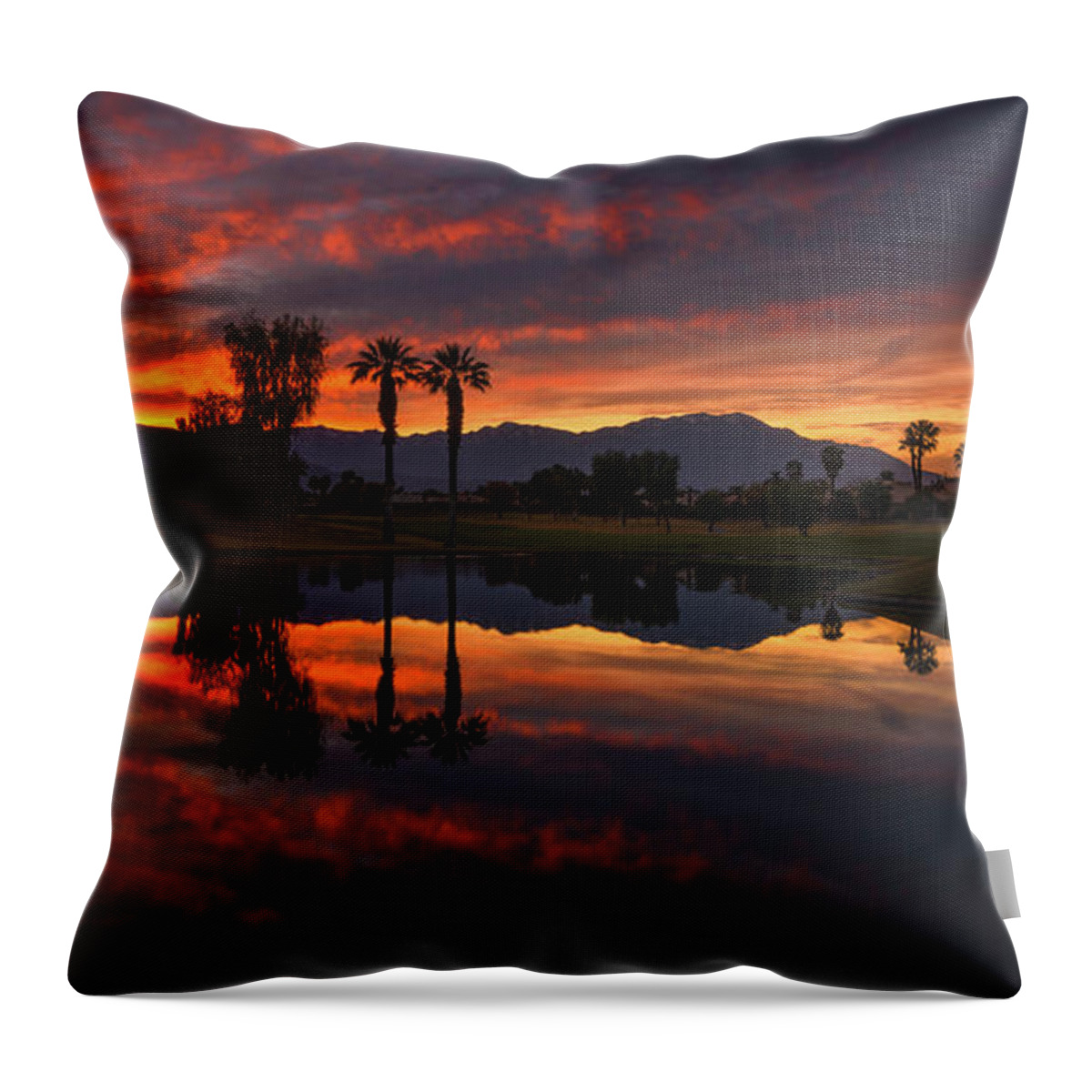Sunset Throw Pillow featuring the photograph Coachella Valley Sunset by Chris Casas