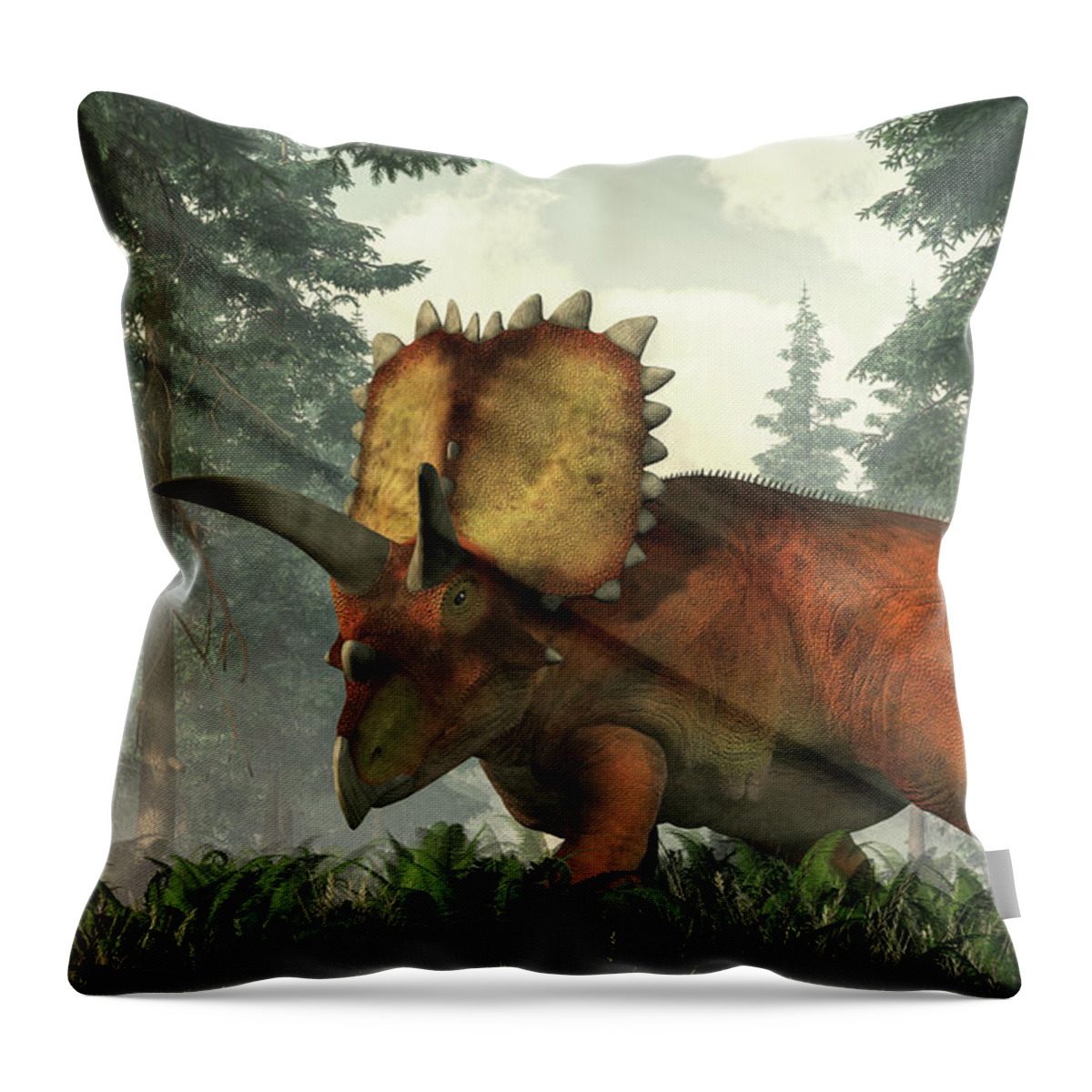 Coahuilaceratops Throw Pillow featuring the digital art Coahuilaceratops by Daniel Eskridge