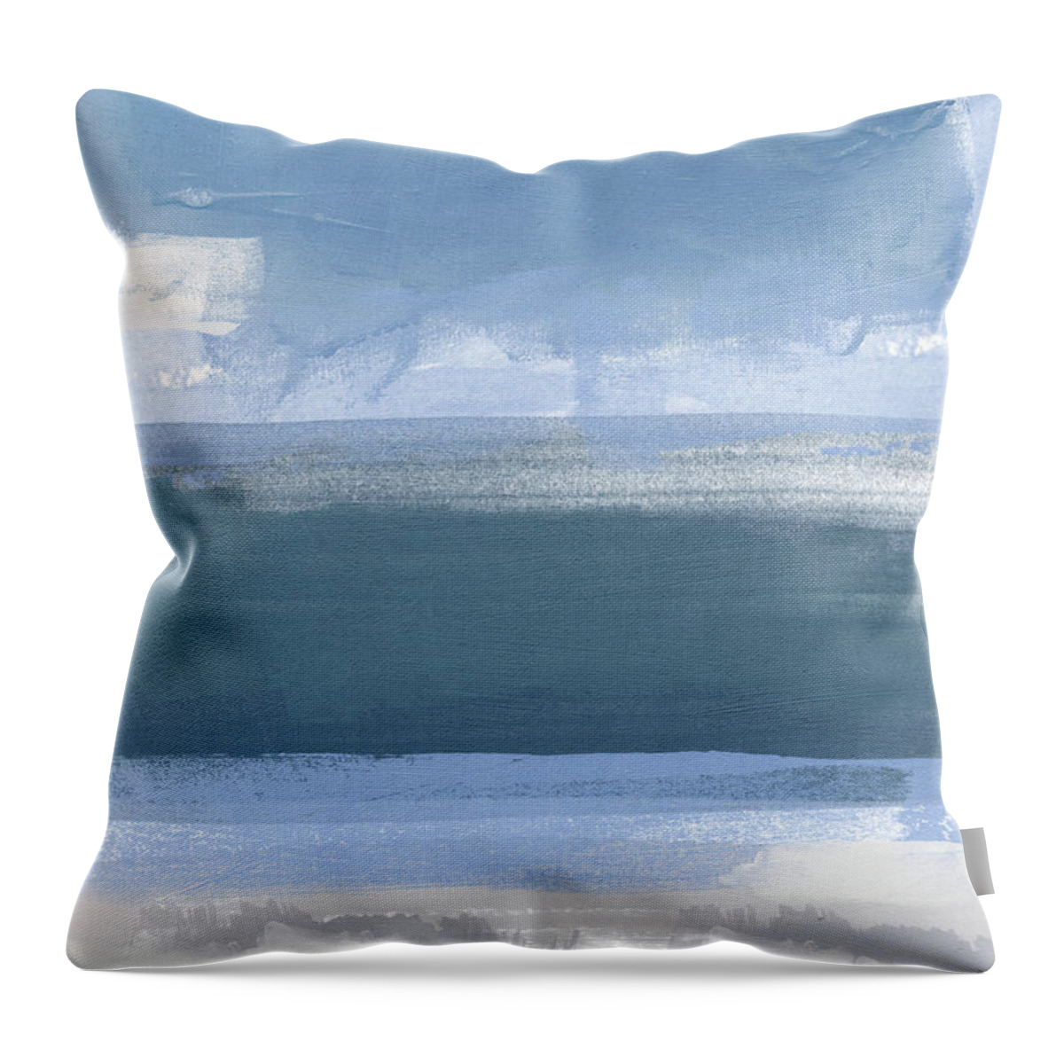 Coastal Throw Pillow featuring the painting Coastal- abstract landscape painting by Linda Woods