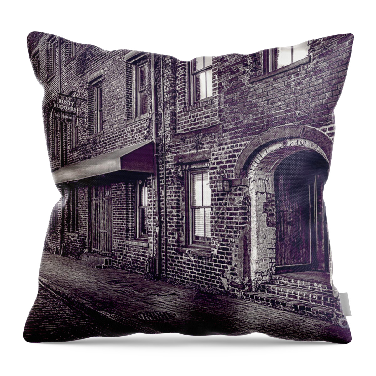 Cobblestone Streets Throw Pillow featuring the photograph Cobblestone streets of Savannah by Shelia Hunt