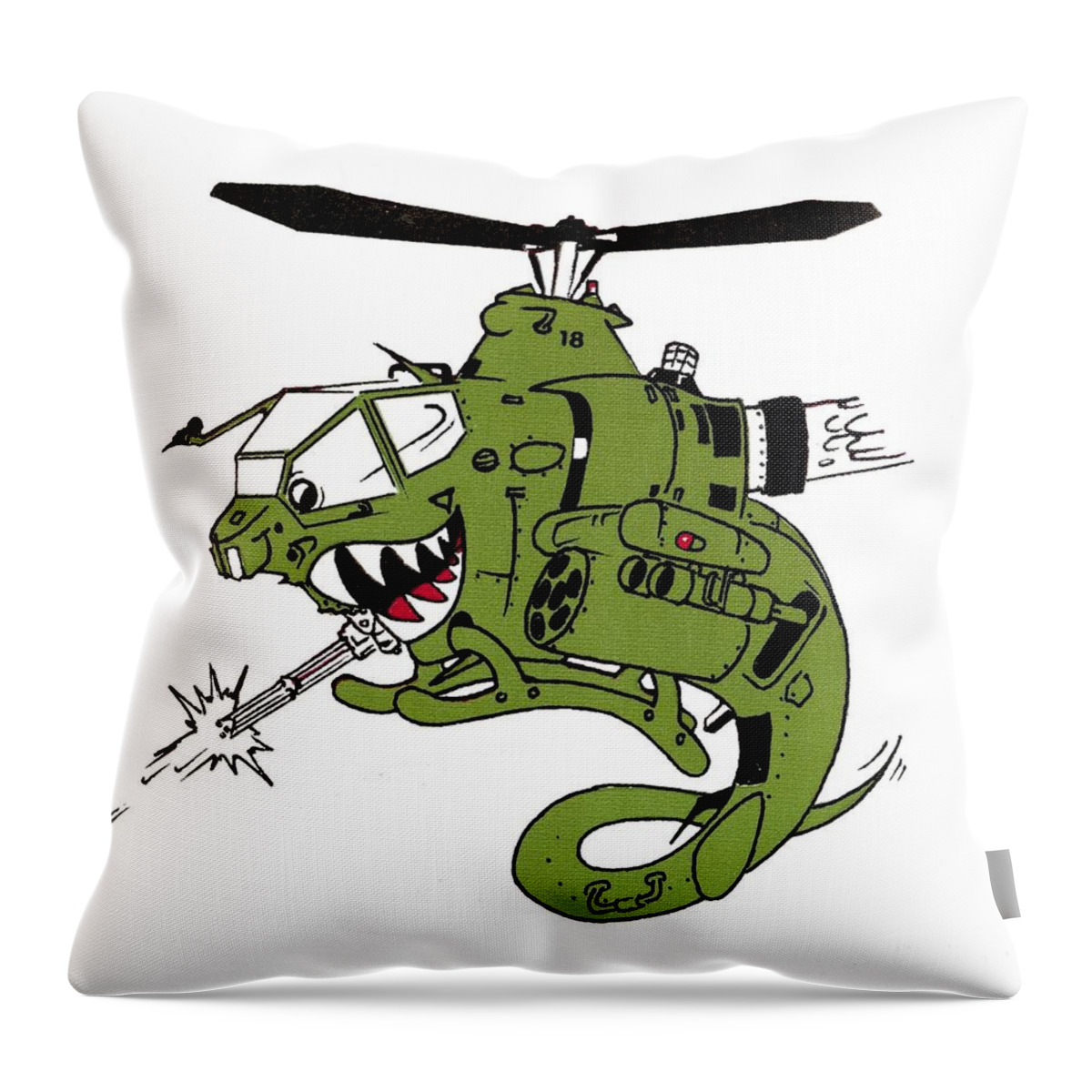 Helicopter Throw Pillow featuring the drawing Cobra by Julio R Lopez Jr