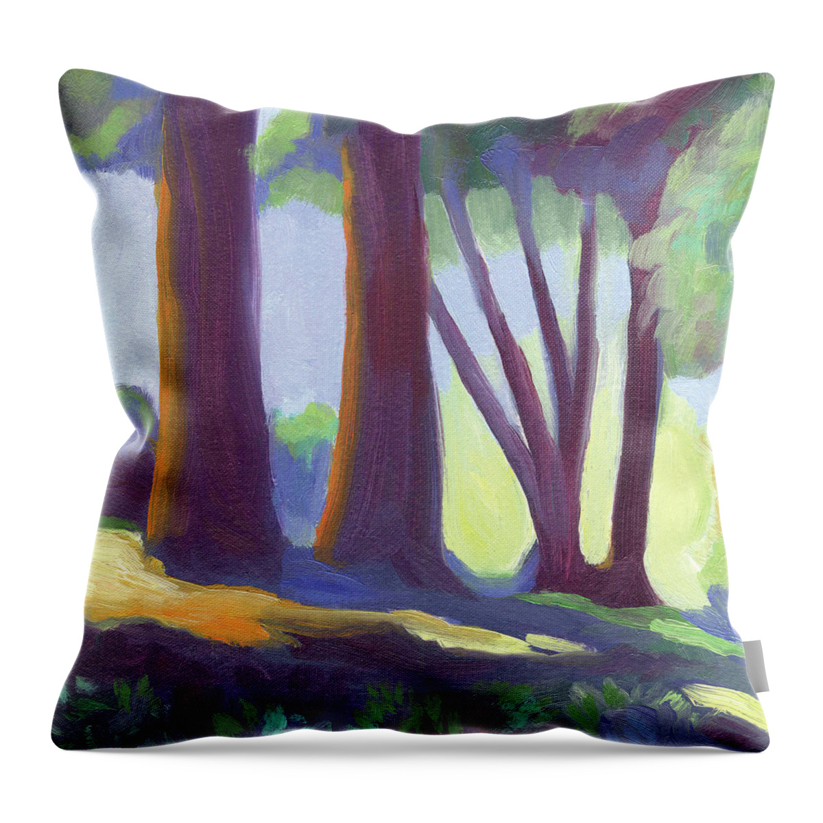 Codornices Throw Pillow featuring the painting Codornices Park by Linda Ruiz-Lozito