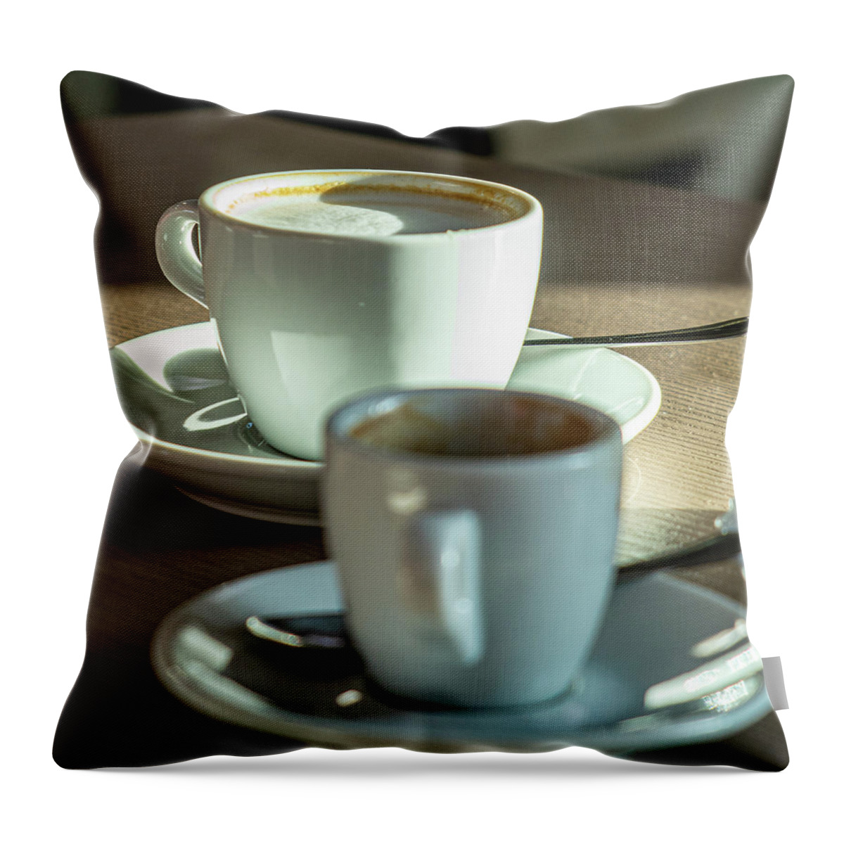 Tuscany Throw Pillow featuring the photograph Coffee for Two by Marian Tagliarino
