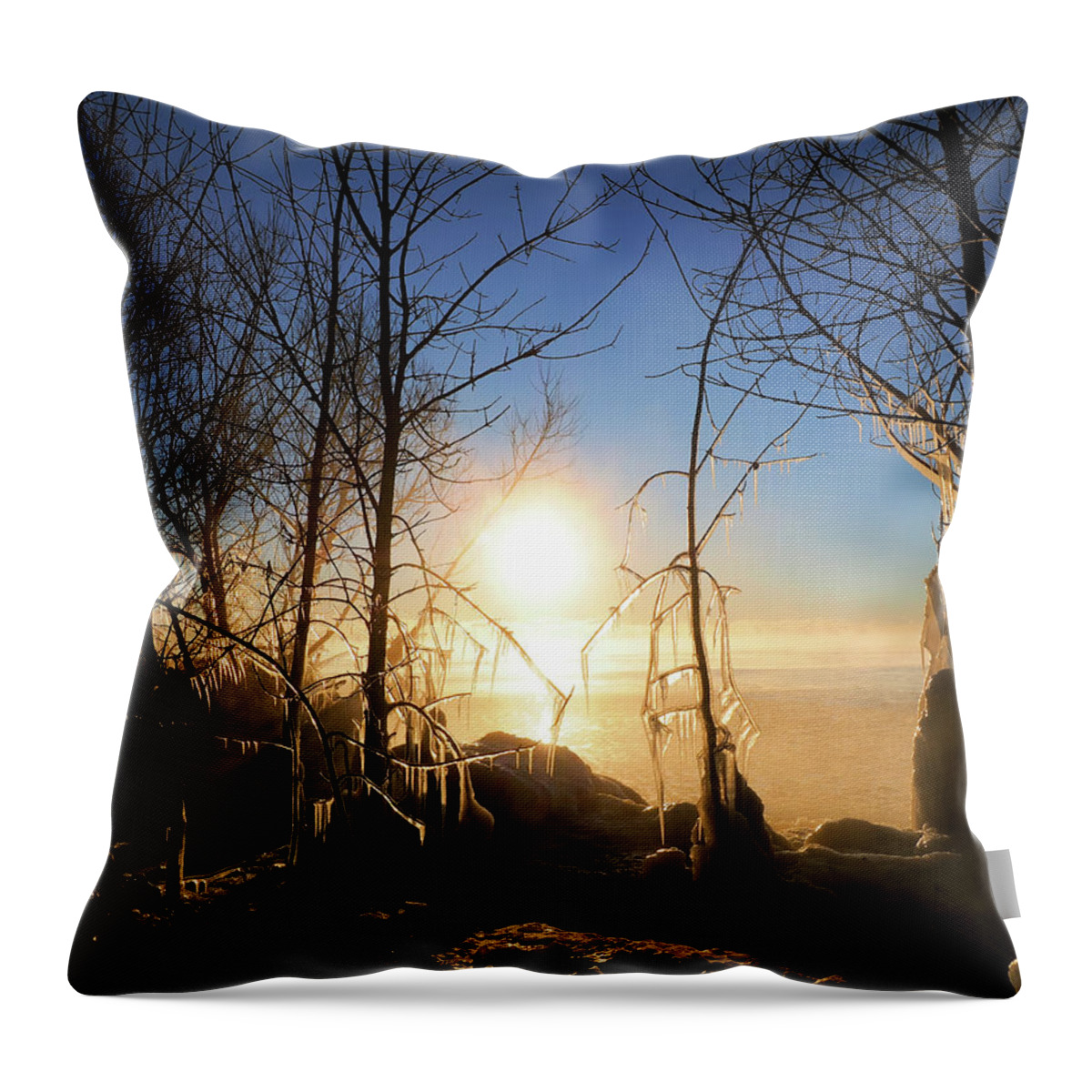 Cold Throw Pillow featuring the photograph Cold Lake Michigan II by Scott Olsen