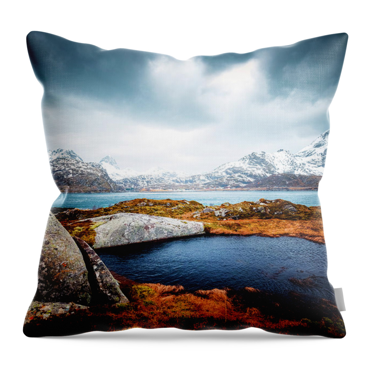 Landscape Throw Pillow featuring the photograph Cold Wind Blows by Philippe Sainte-Laudy