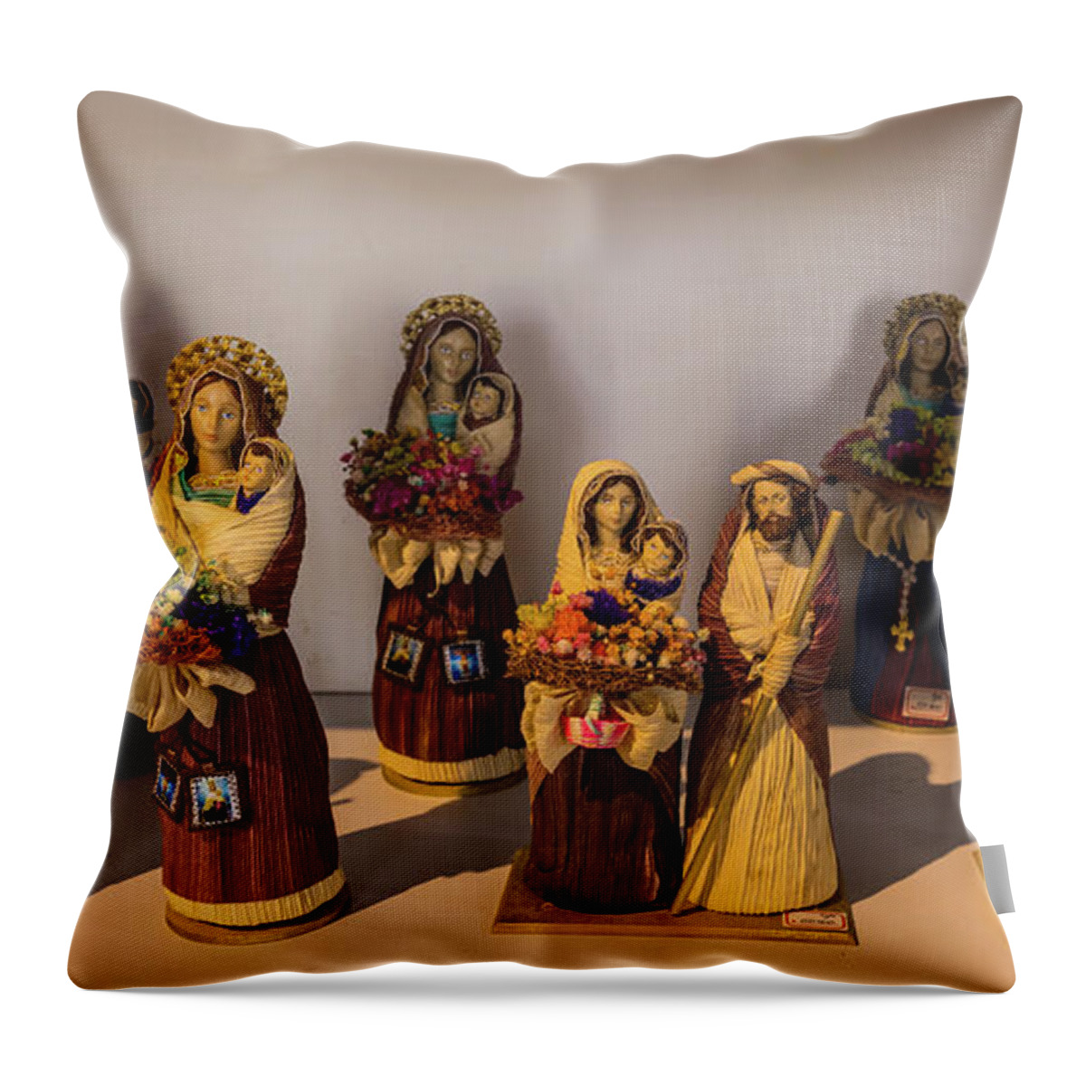 Dolls Throw Pillow featuring the photograph Colombian Dolls by Eva Lechner