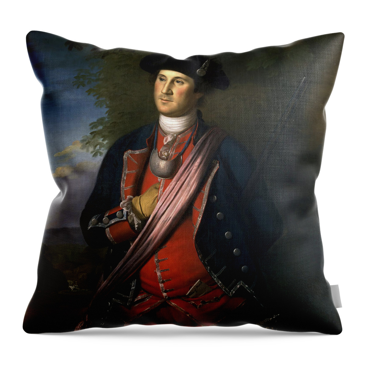 George Washington Throw Pillow featuring the painting Colonel George Washington by Tina LeCour