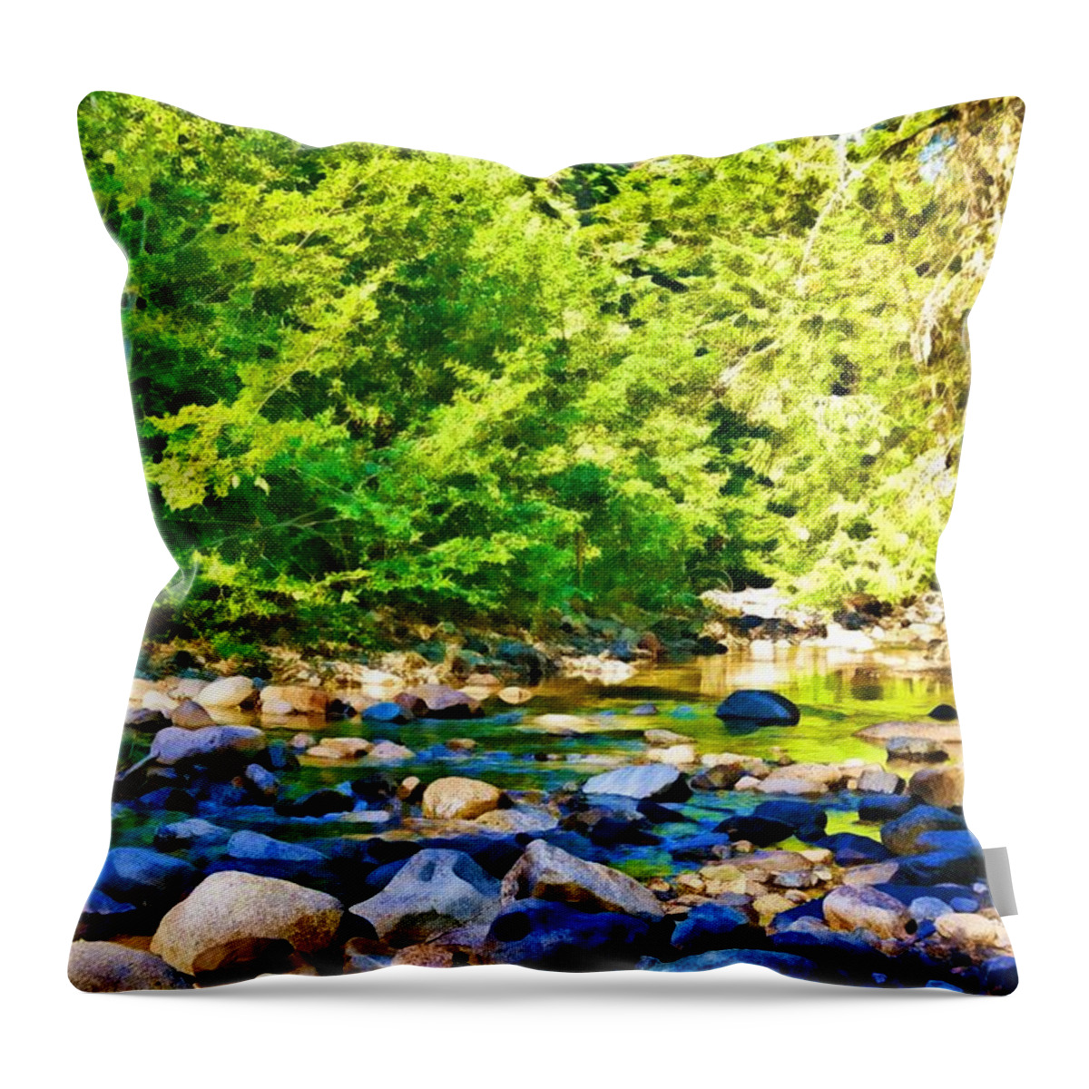 Colonial Creek Throw Pillow featuring the mixed media Colonial Creek, North Cascades National Park by Tatiana Travelways