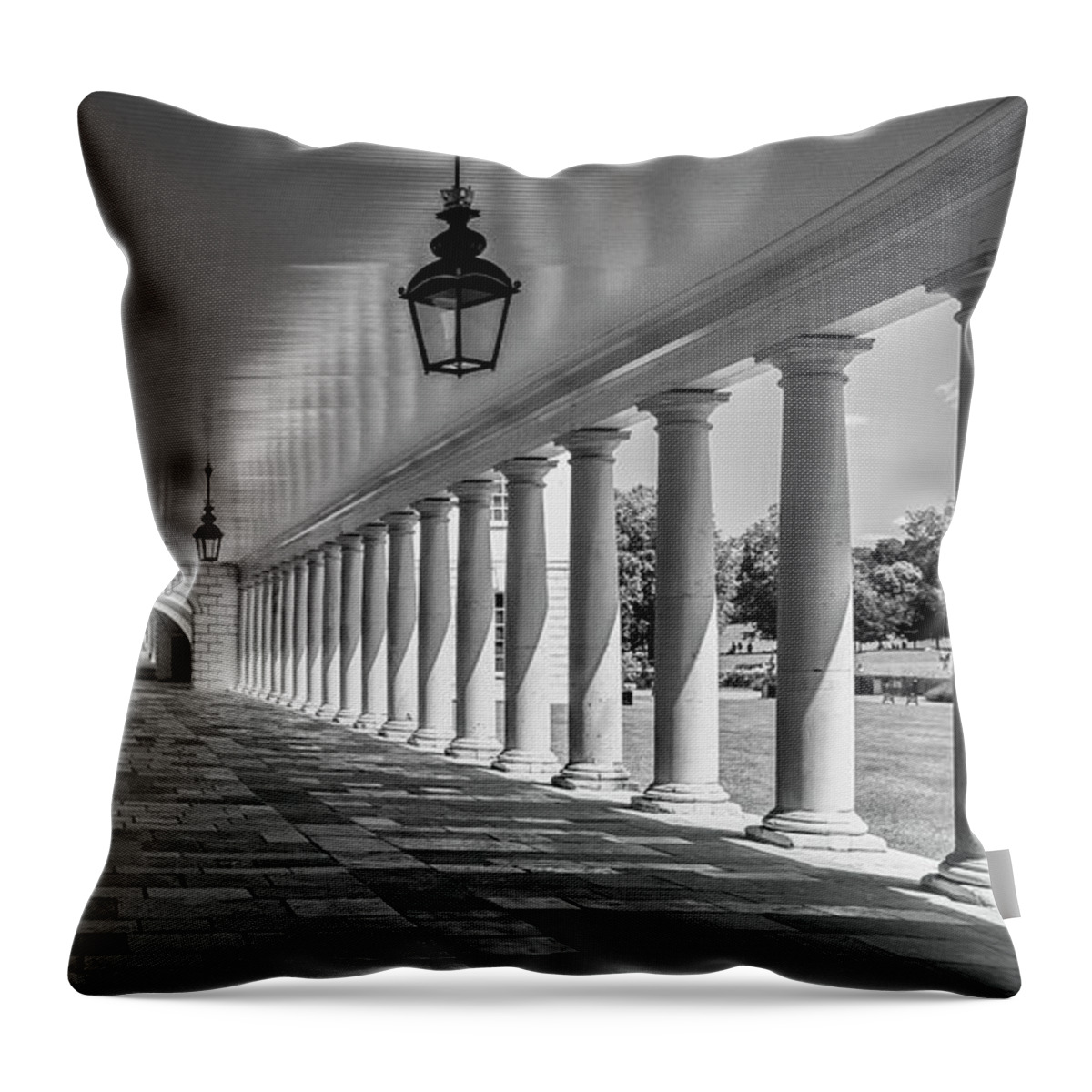 Cityscape Throw Pillow featuring the photograph Colonnade by Remigiusz MARCZAK