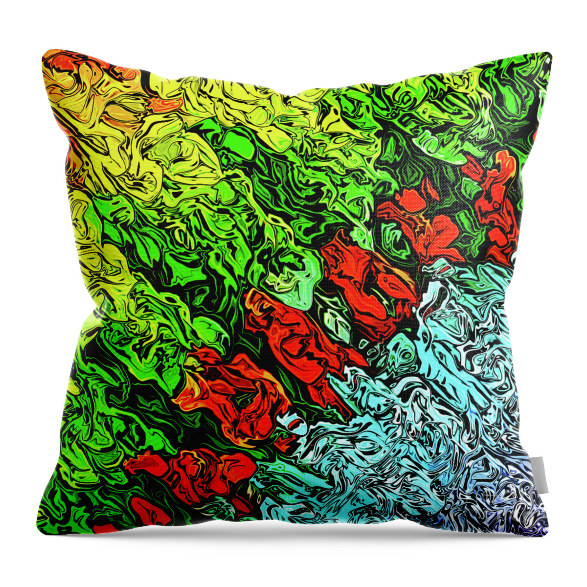 Macro Throw Pillow featuring the digital art Color and Chaos by Phil Perkins