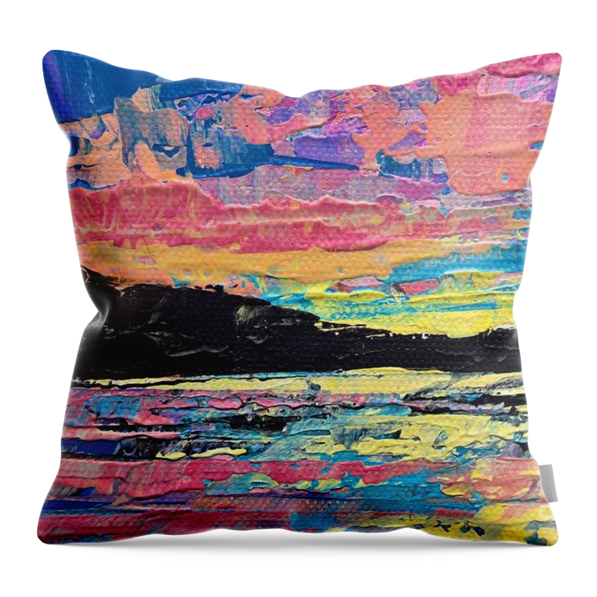 Original Acrylic Painting Throw Pillow featuring the painting Color Burst by Lisa Dionne