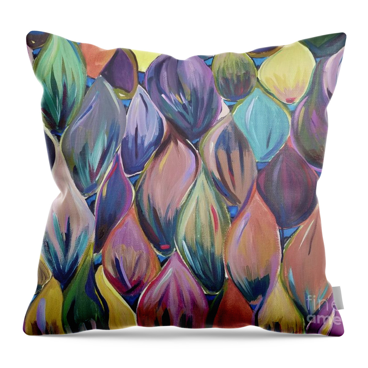 Color Throw Pillow featuring the painting Color Interaction by Catherine Gruetzke-Blais