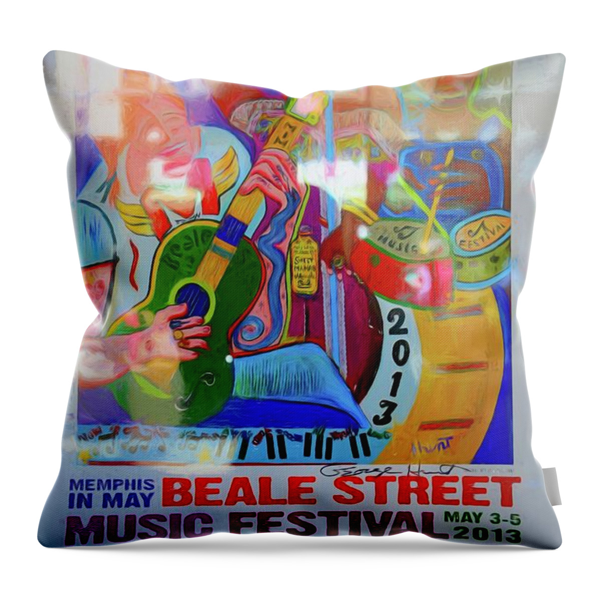 Memphis Throw Pillow featuring the photograph Colorful Beale Street Music Festival Poster May 2013 by Chuck Kuhn