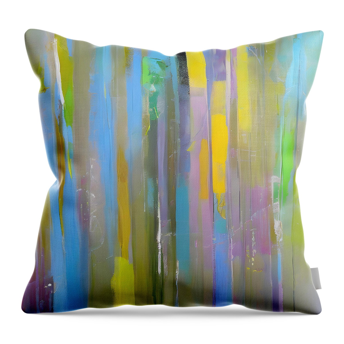 Abstract Throw Pillow featuring the painting Colorful Bright Modern Linear Abstract by Abstract Factory