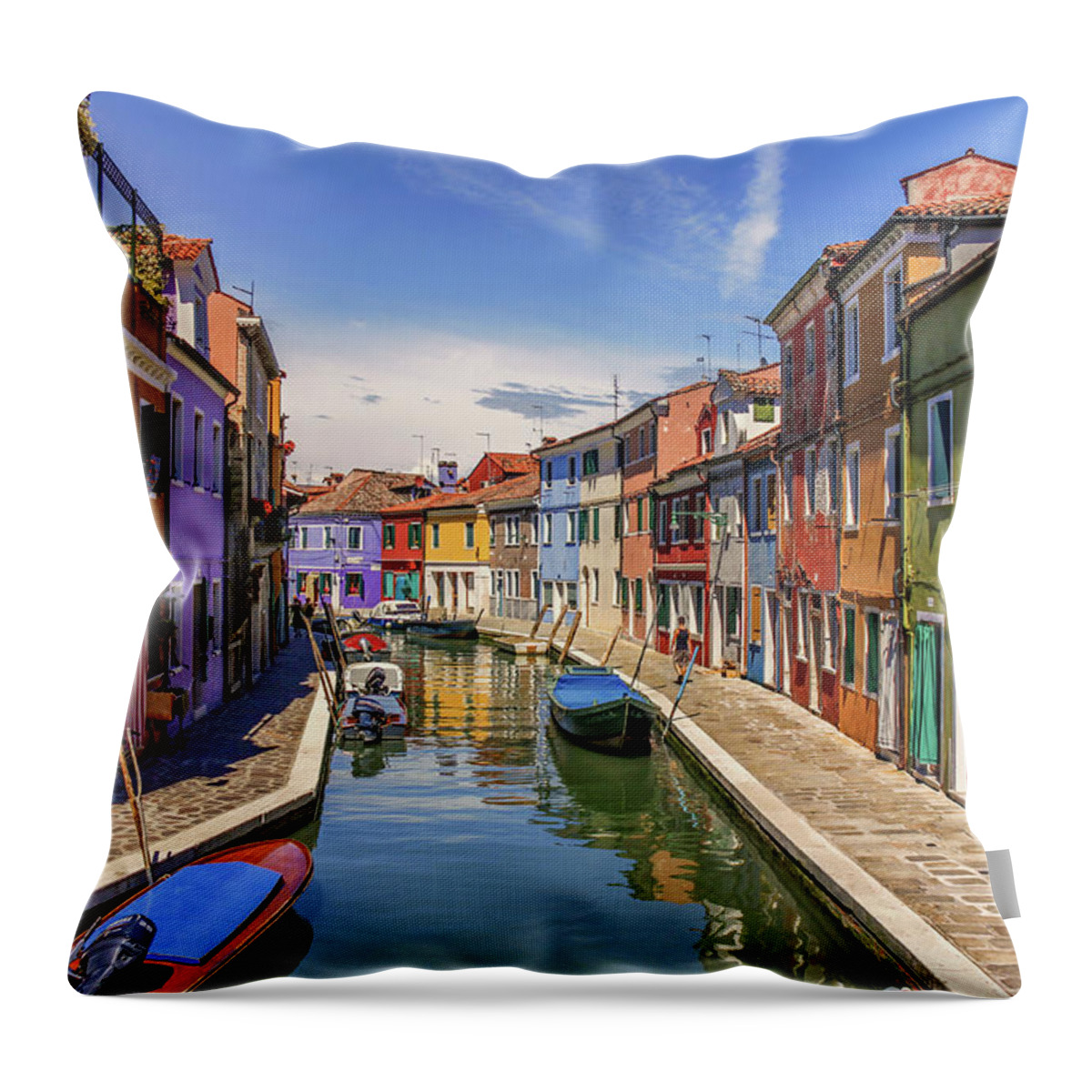 Burano Throw Pillow featuring the photograph Colorful Burano by Karen Sirnick