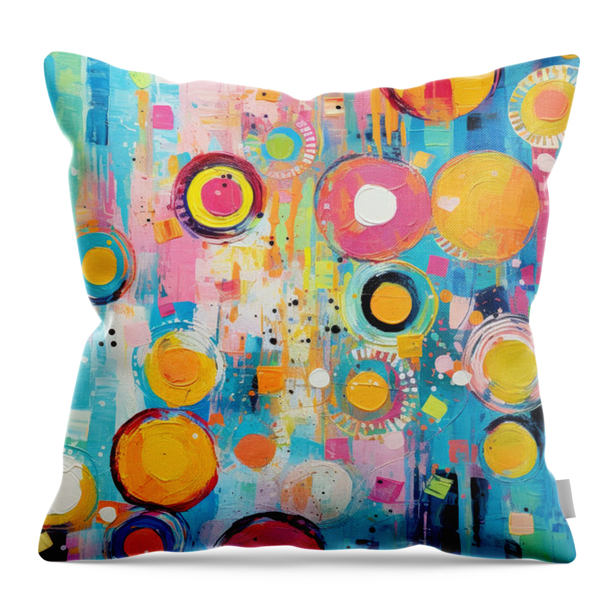 Dott Throw Pillow featuring the painting Colorful Dotts by My Head Cinema