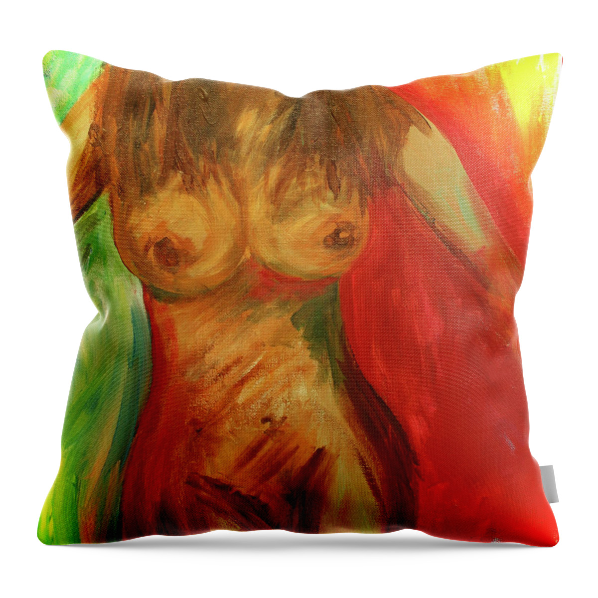Paintings Throw Pillow featuring the painting Colorful Female nude 2 by Julie Lueders 