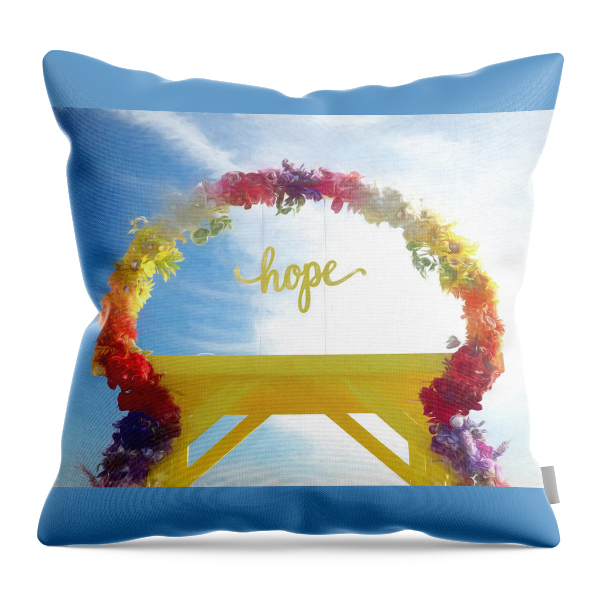 Arch Throw Pillow featuring the digital art Colorful Floral Arch of Hope by Kristia Adams