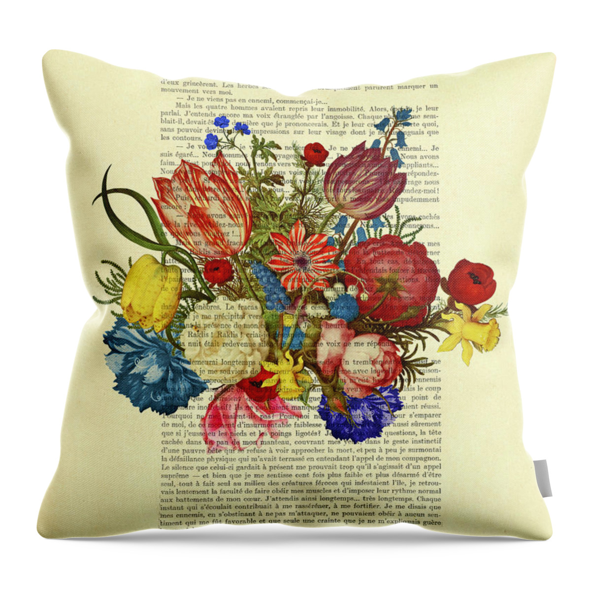 Flowers Throw Pillow featuring the digital art Colorful Flowers by Madame Memento