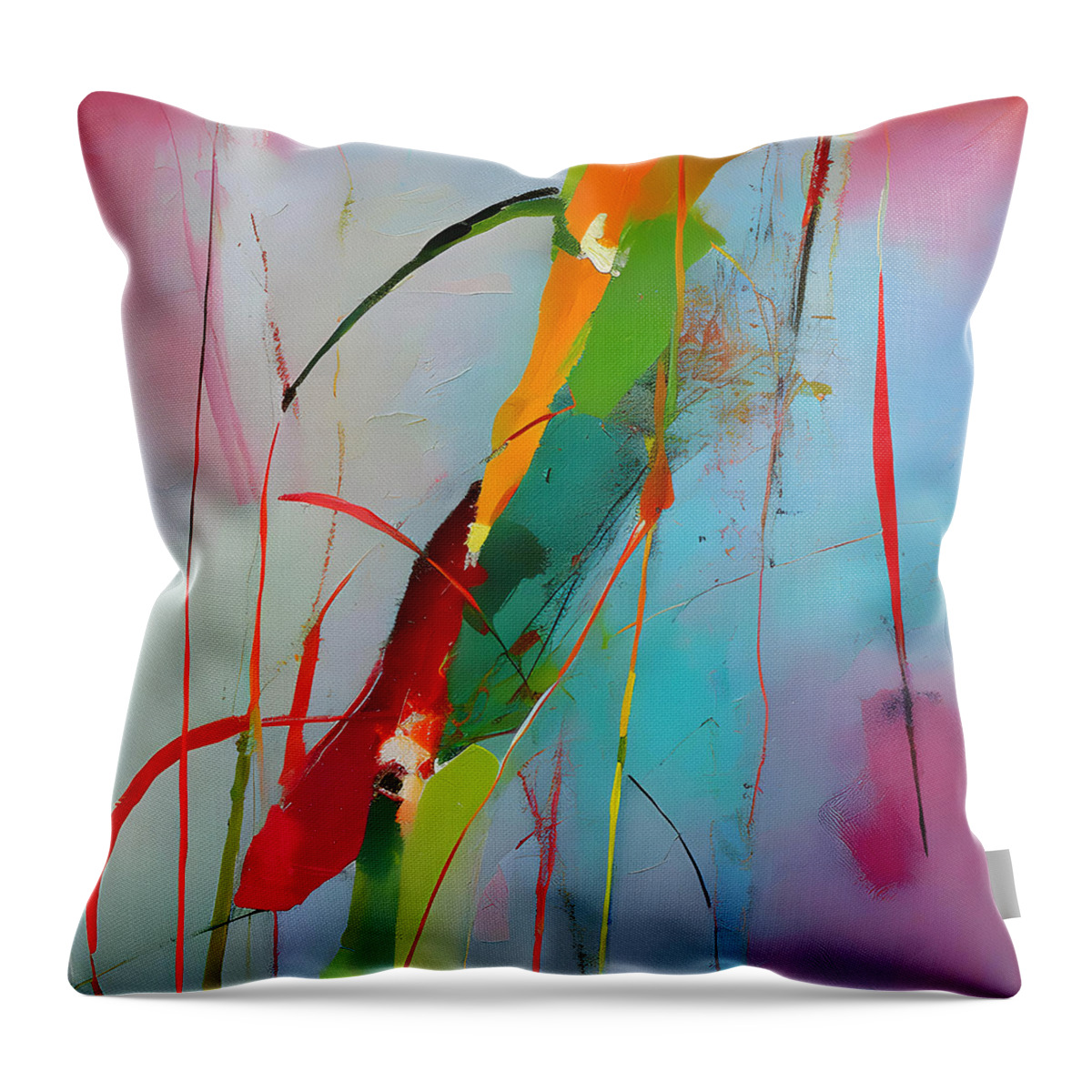 Abstract Throw Pillow featuring the painting Colorful Funky Modern Abstract by Abstract Factory