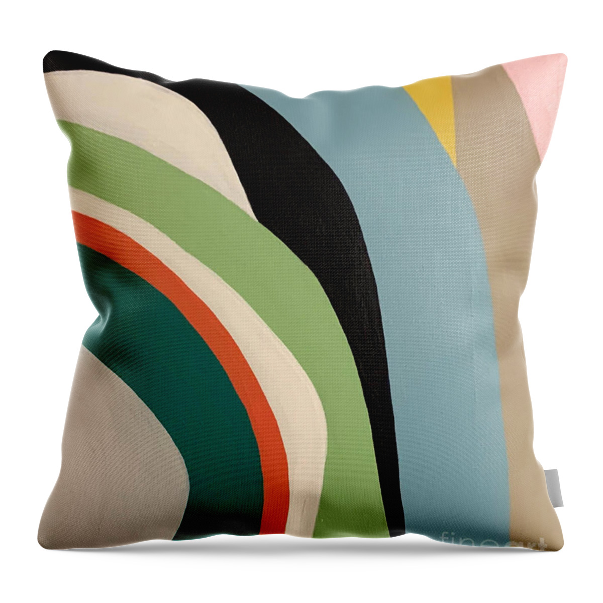 Gray Throw Pillow featuring the painting Colorful Heart Stripe Painting by Christie Olstad