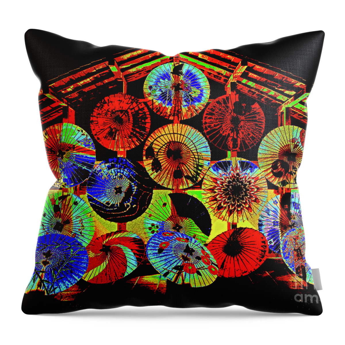 Lanterns Throw Pillow featuring the digital art Colorful Lanterns by Mimulux Patricia No