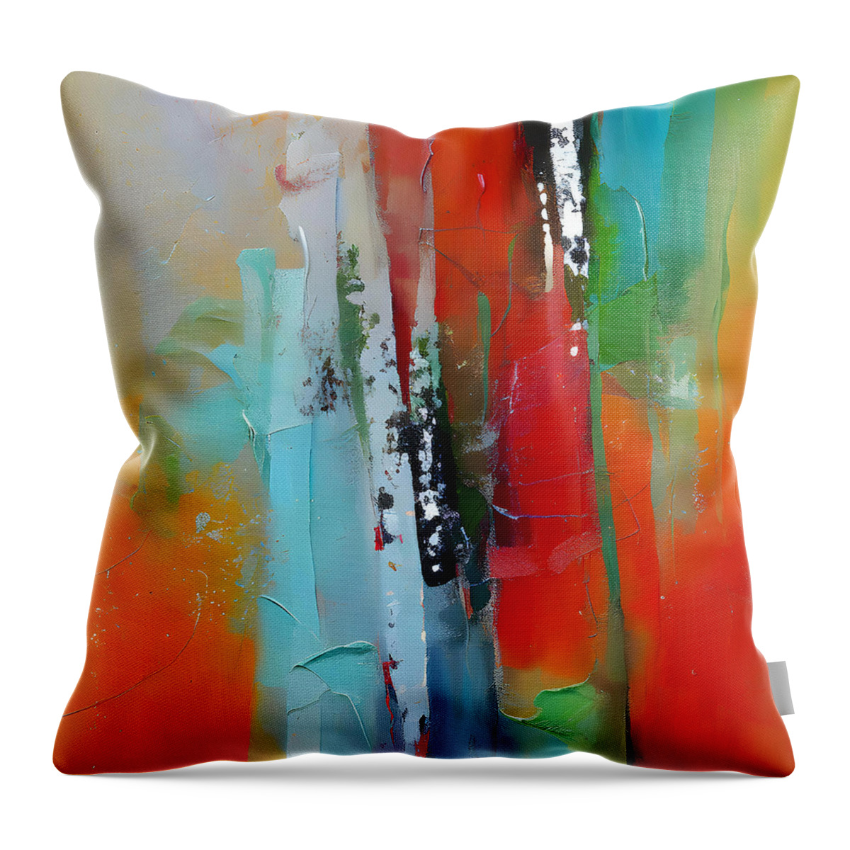 Abstract Throw Pillow featuring the painting Colorful Linear Modern Abstract by Abstract Factory