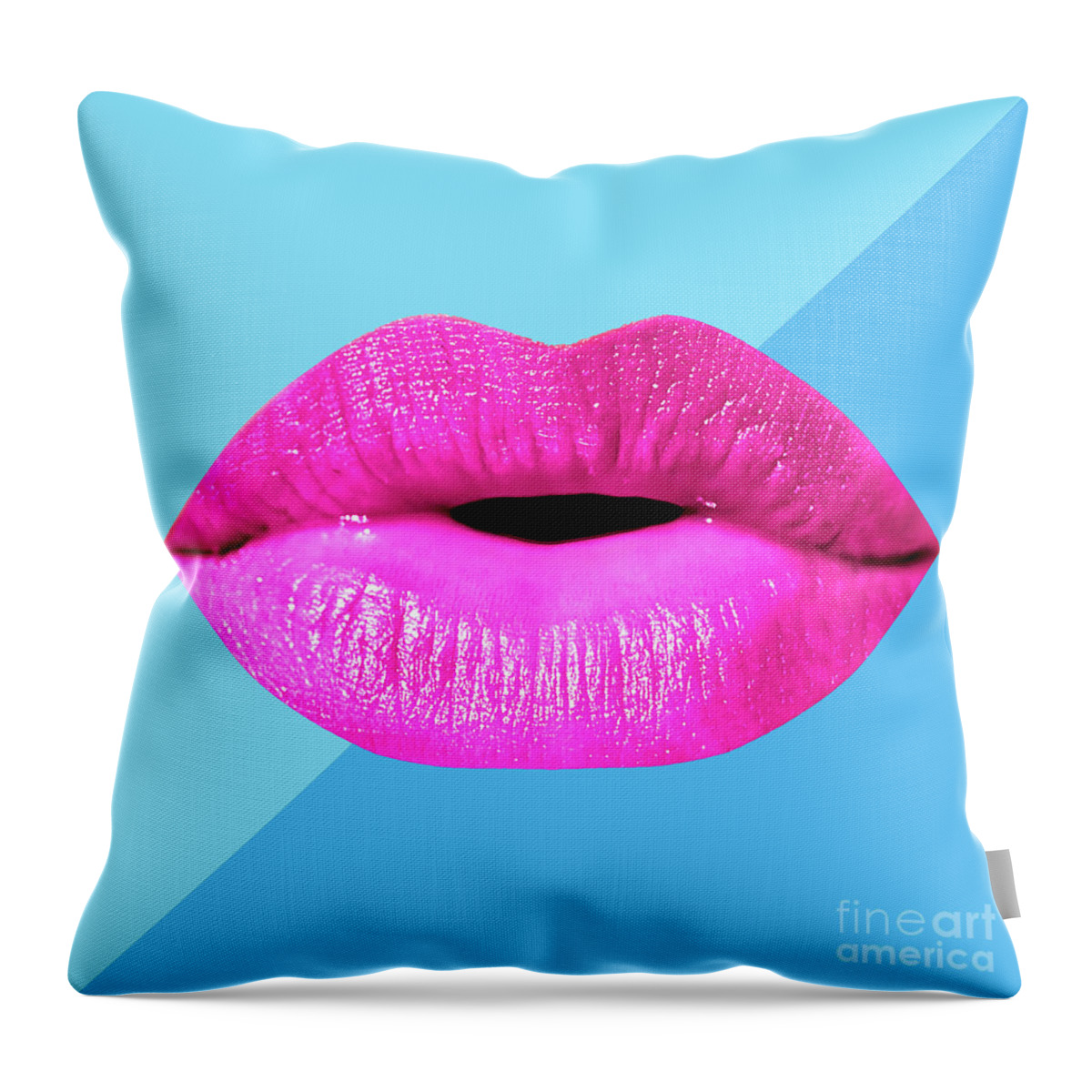 Lips Throw Pillow featuring the mixed media Colorful Lips Mask - Pink by Chris Andruskiewicz