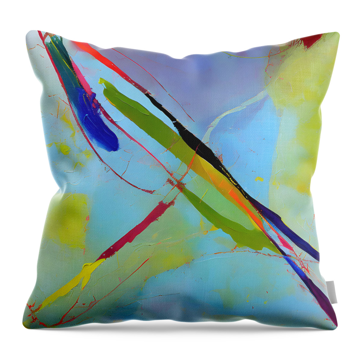 Abstract Throw Pillow featuring the painting Colorful Modern Minimalist Abstract Lines by Abstract Factory