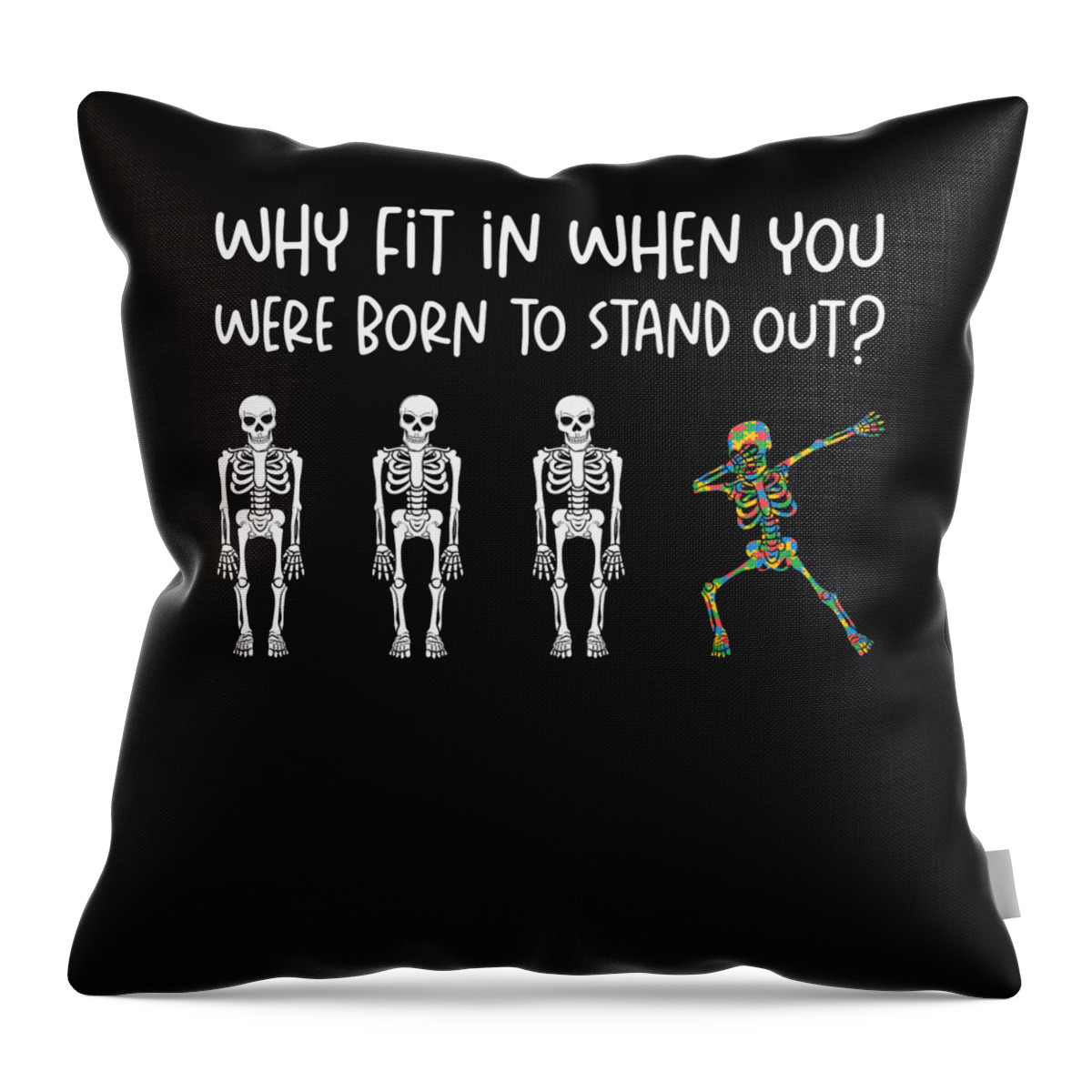 Autism Throw Pillow featuring the digital art Colorful Skeleton Dabbing Support Autism Awareness by Toms Tee Store