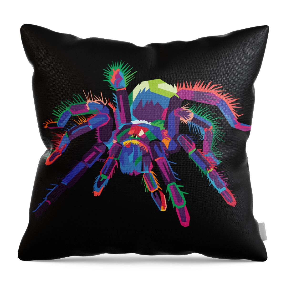 Halloween Throw Pillow featuring the digital art Colorful Spider Pop Art Tarantula by Flippin Sweet Gear