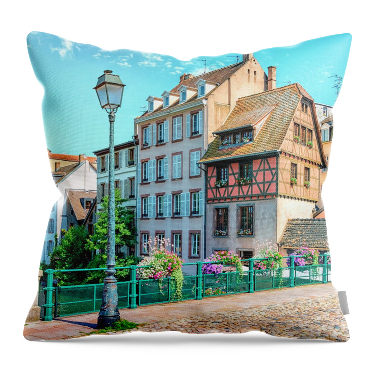 Strasbourg Throw Pillow featuring the photograph Colorful Strasbourg by Manjik Pictures