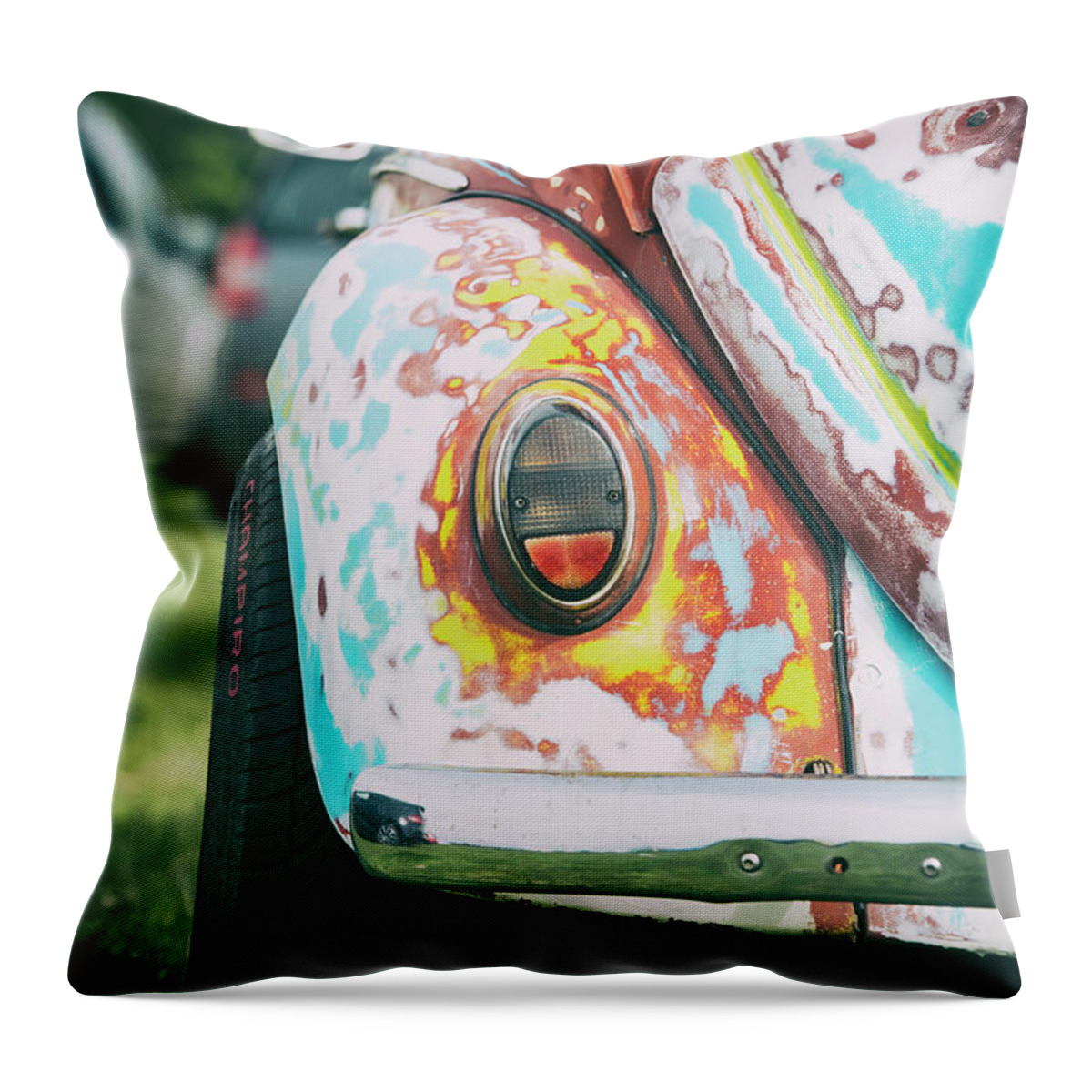 Vw Throw Pillow featuring the photograph Colourful Rat VW Beetle by Tim Gainey