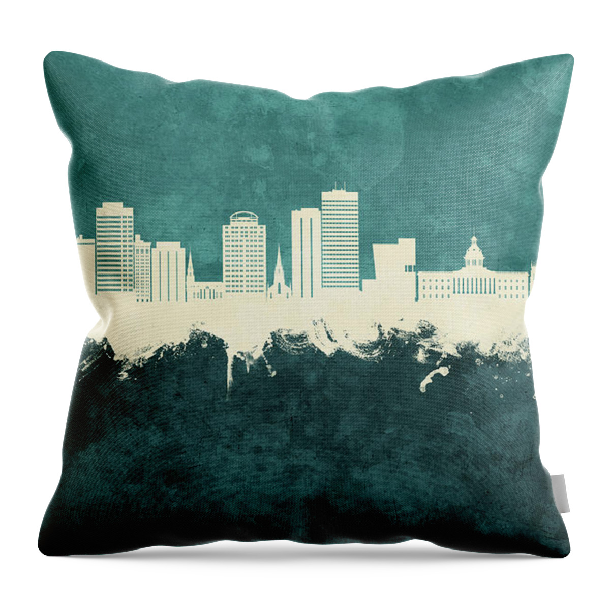 Columbia Throw Pillow featuring the digital art Columbia South Carolina Skyline #63 by Michael Tompsett