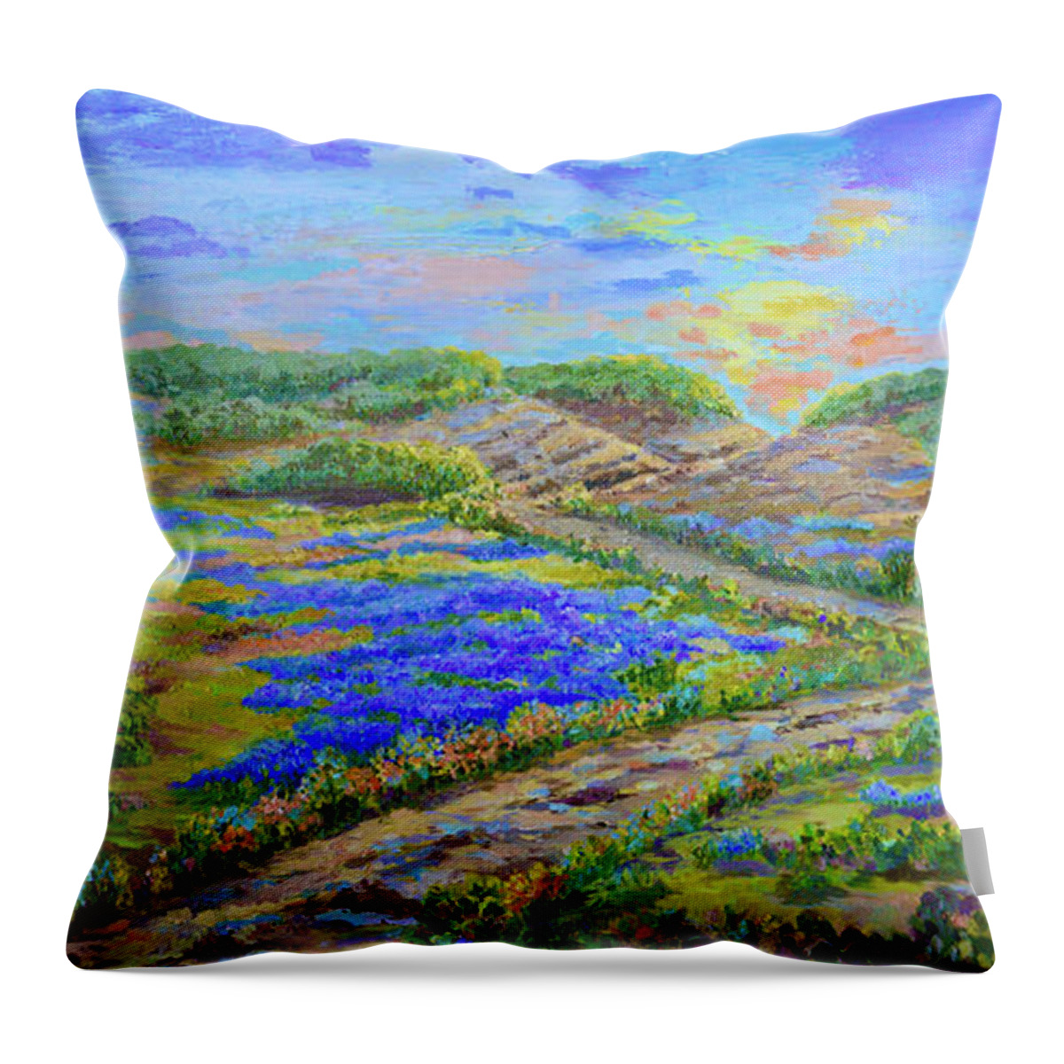 Texas Landscape Throw Pillow featuring the painting Comanche Peak by Patsy Walton