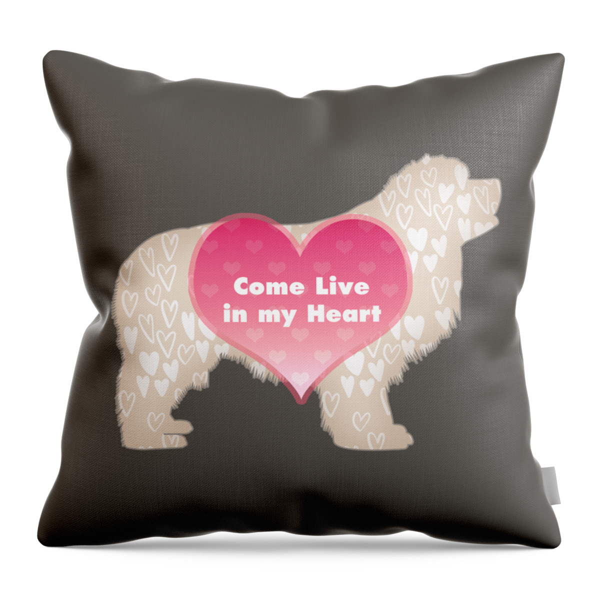 Newf Throw Pillow featuring the digital art Come Live in My Heart by Christine Mullis