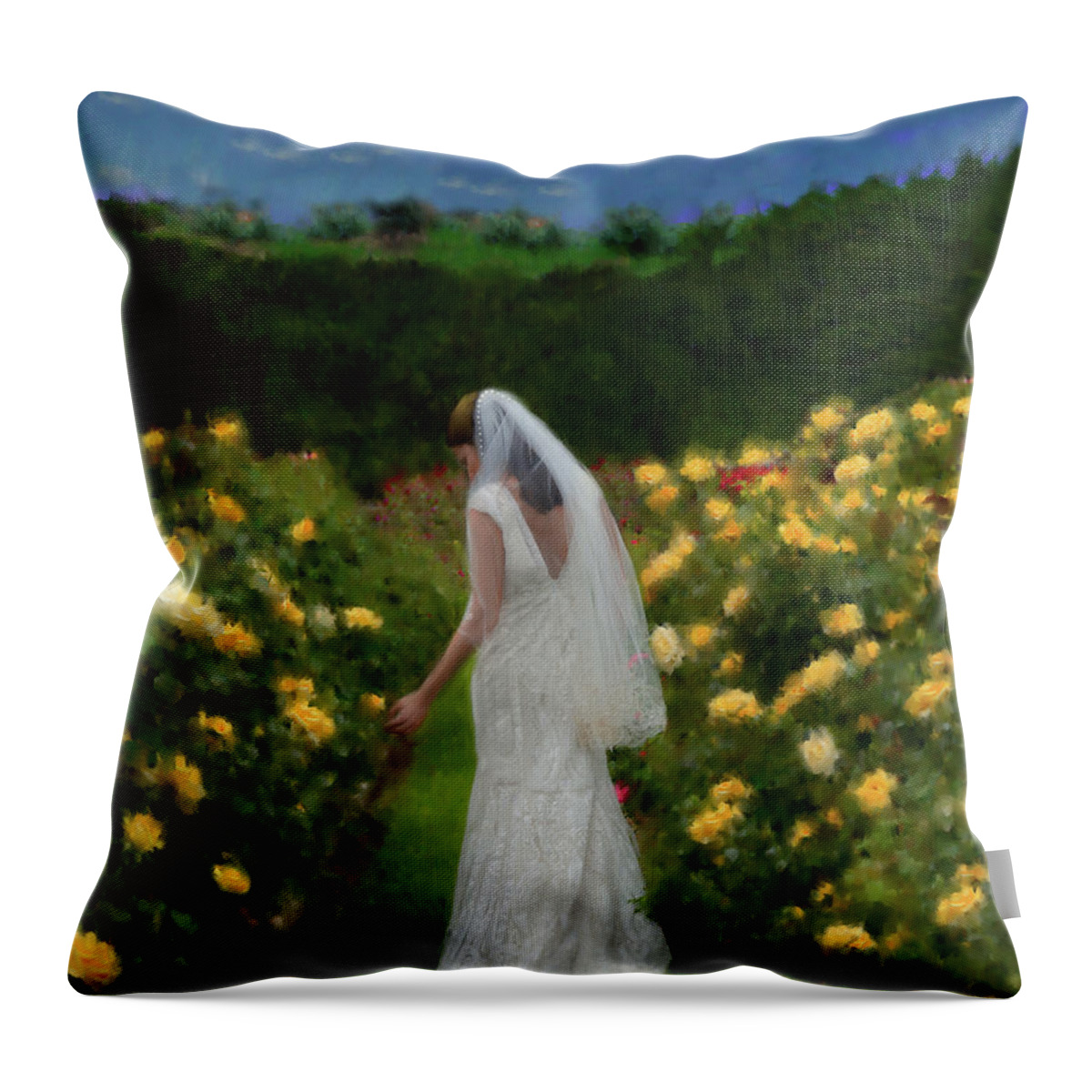 Bride Throw Pillow featuring the digital art Come To The Garden by Constance Woods